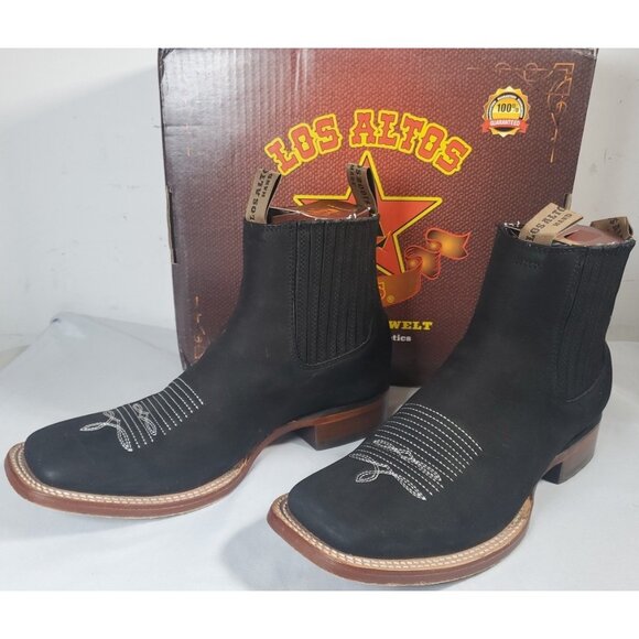 Los Altos Good Year Welt Black Suede Nubuck Boots EE 82BM26305 Men's Size 9.5 - Picture 1 of 16